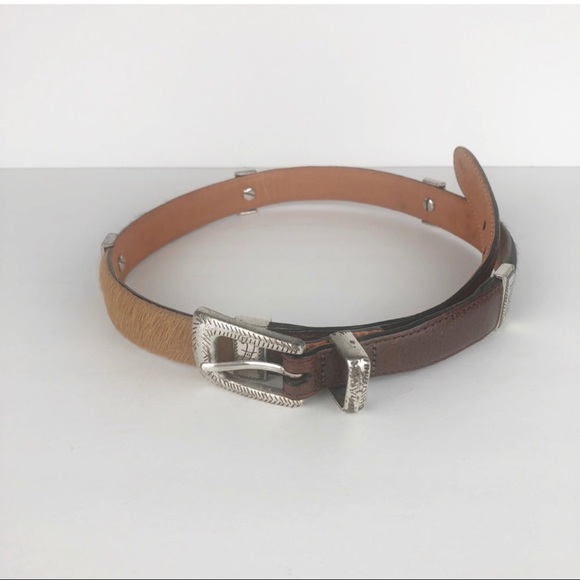 Brighton multicolored pony hair western belt 28 - Picture 3 of 12